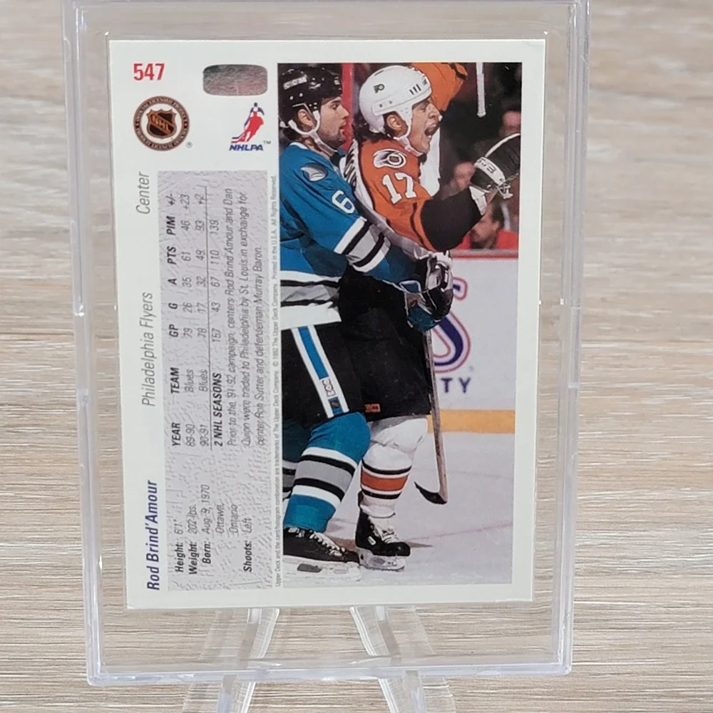 Rod Brindamour Signed 1992 Upper Deck Hockey Card Philadelphia Flyers Center